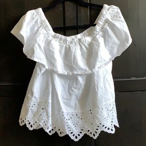 Off the shoulder white eyelet top